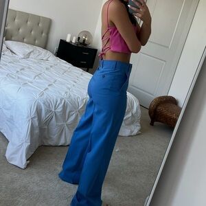 Zara Wide-Leg Trousers in Vibrant Blue